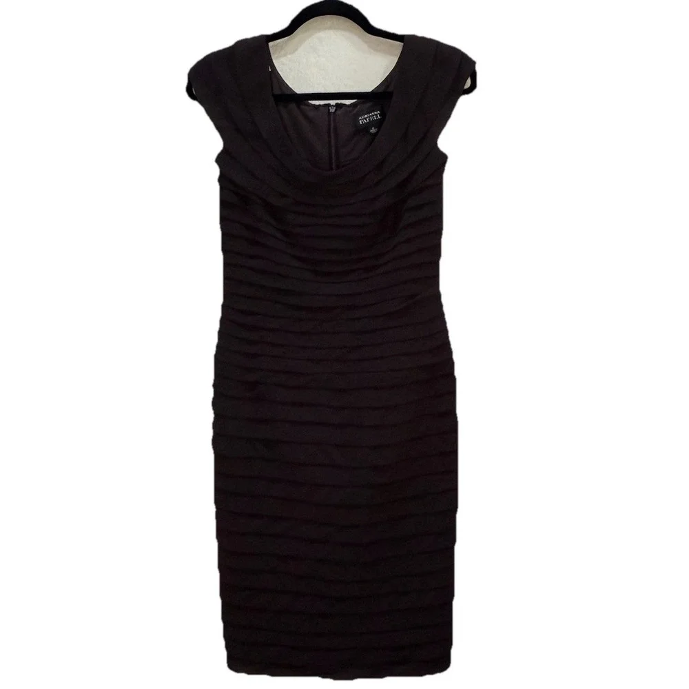adrianna papell bodycon dress Adrianna Papell Pleated Bodycon Cocktail Dress‎ Women's Size 4 Chocolate  Brown